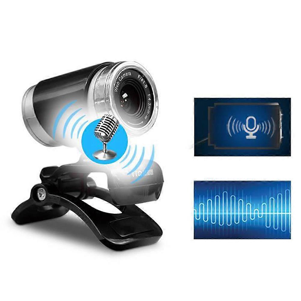 720P Webcam with Noise Reduction Microphone for Video Chat and Teaching, Black, Plastic