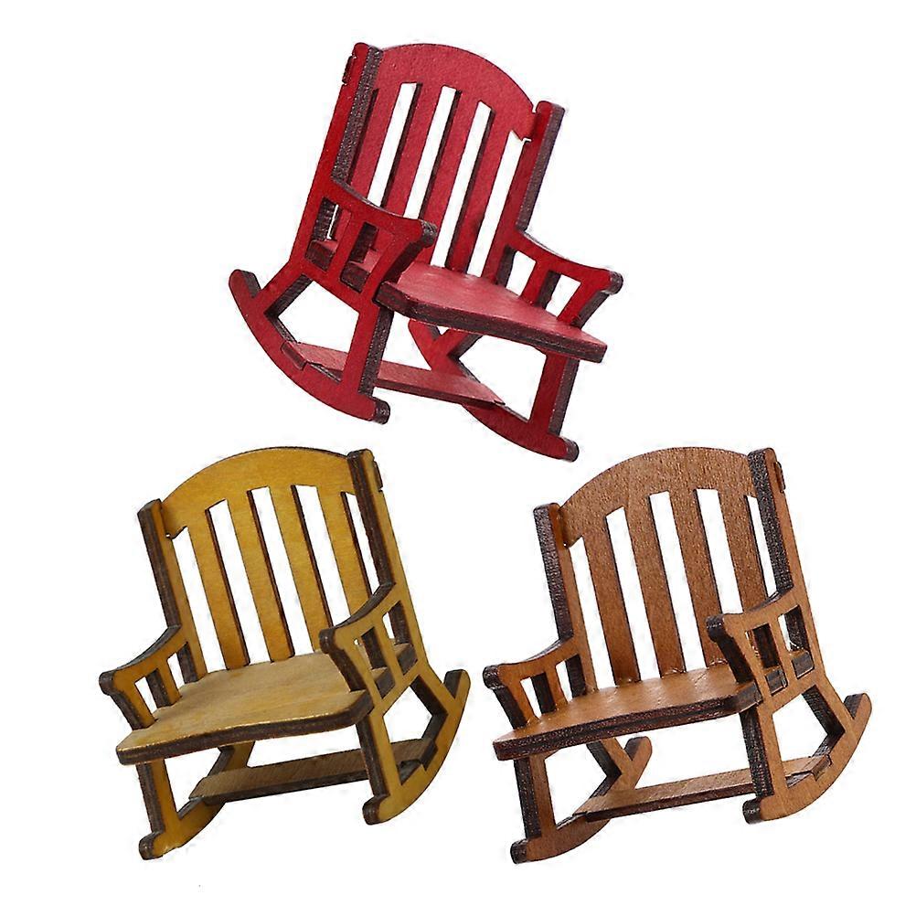 Rocking Chair Ornament Miniature Chair Props For Dollhouse Model Enthusiasts Assorted Color Fine Craftsmanship 3Pcs