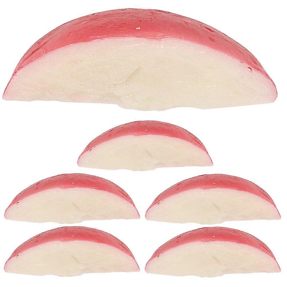 6pcs Realistic Artificial Radish Slices PVC Fake Vegetable Display Props Watermelon Red for Playing