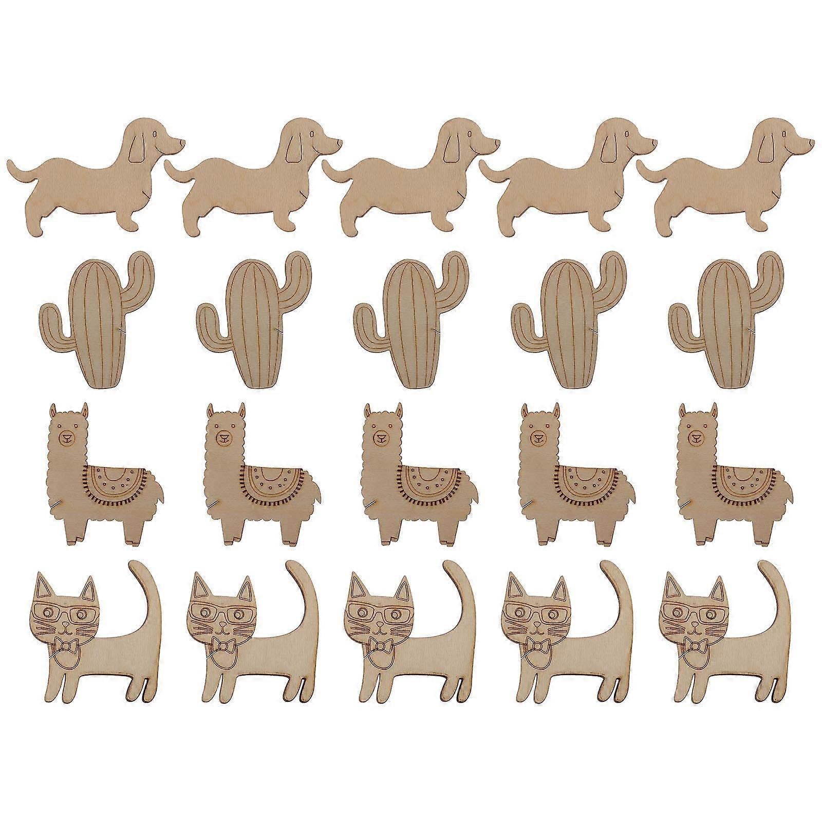 Creative Wood Crafts Set 20 Pcs Unfinished Animal Shapes Ideal For Scrapbooking And Costume Making Fun For All Ages