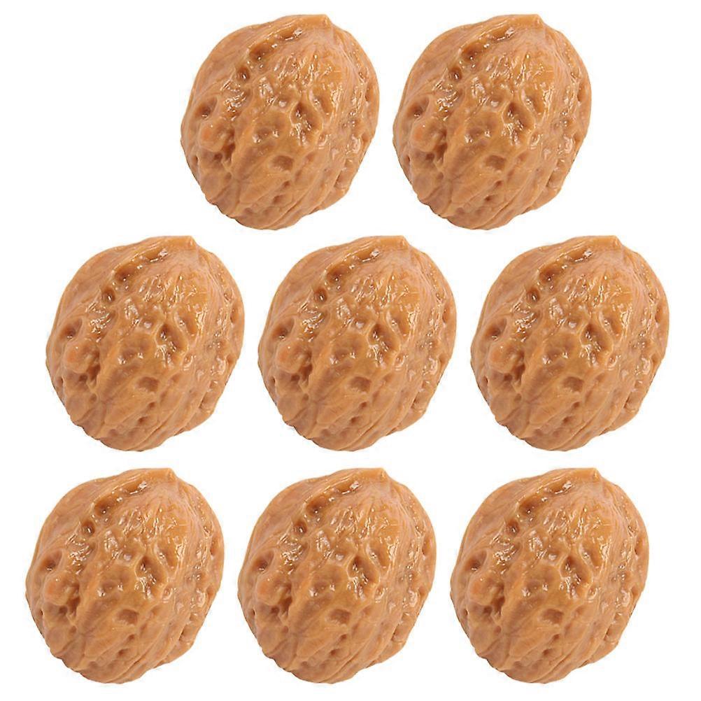 Artificial Nuts Decoration 8Pcs Simulation Walnut Models Food Photography Prop Round Design Ideal For Parties Celebrations Home Office Brown PVC