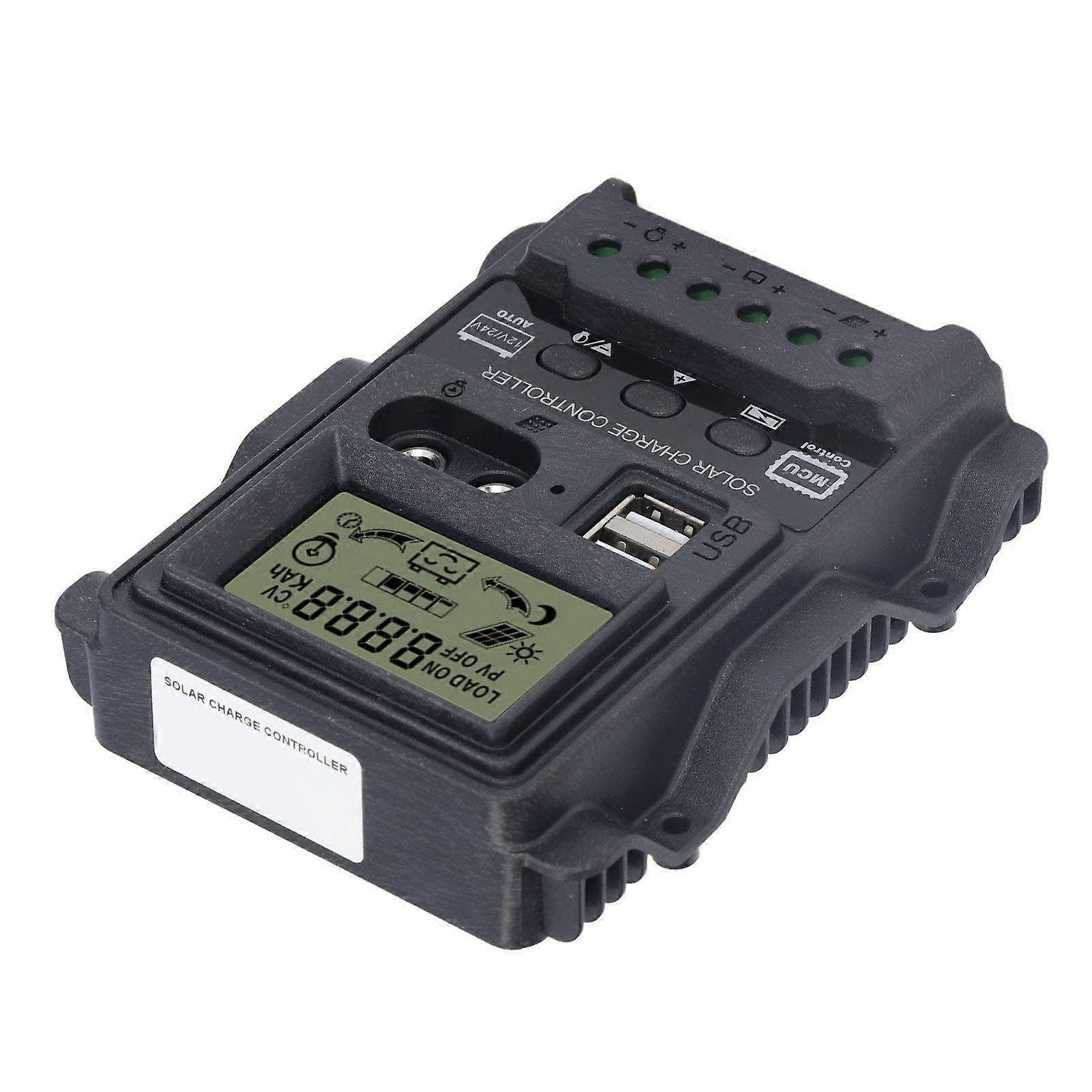 Dual-USB-Solarladeregler ABS-LCD-Display PWM-Laderegler Lichtsteuerung 12V24V10A 130W 260W 