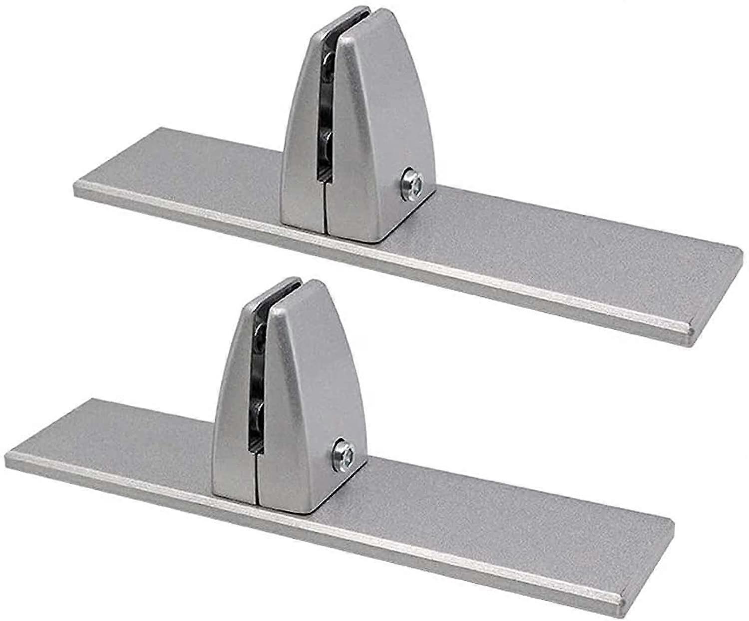 2 Pack Aluminum Office Desk Divider Bracket, Privacy Panel Clip Holder with Freestanding Base for Desk Reception (Color: Silver, Size: C)