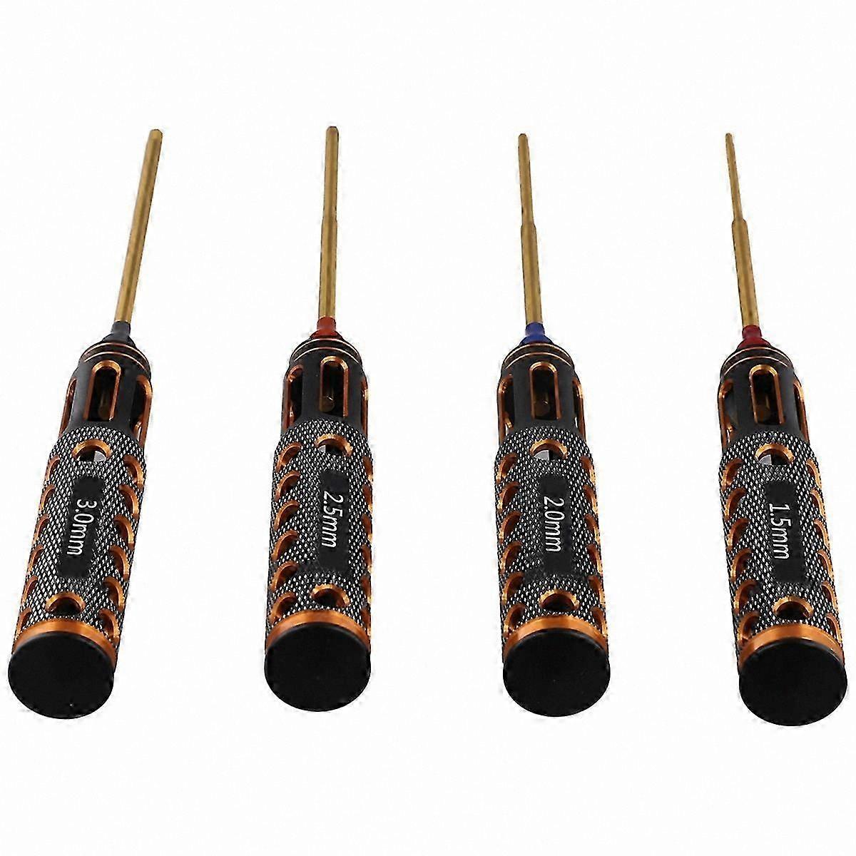 Hexagon Screwdriver Set with Titanium Plating, 4-Piece Tool Kit for Precision Repairs