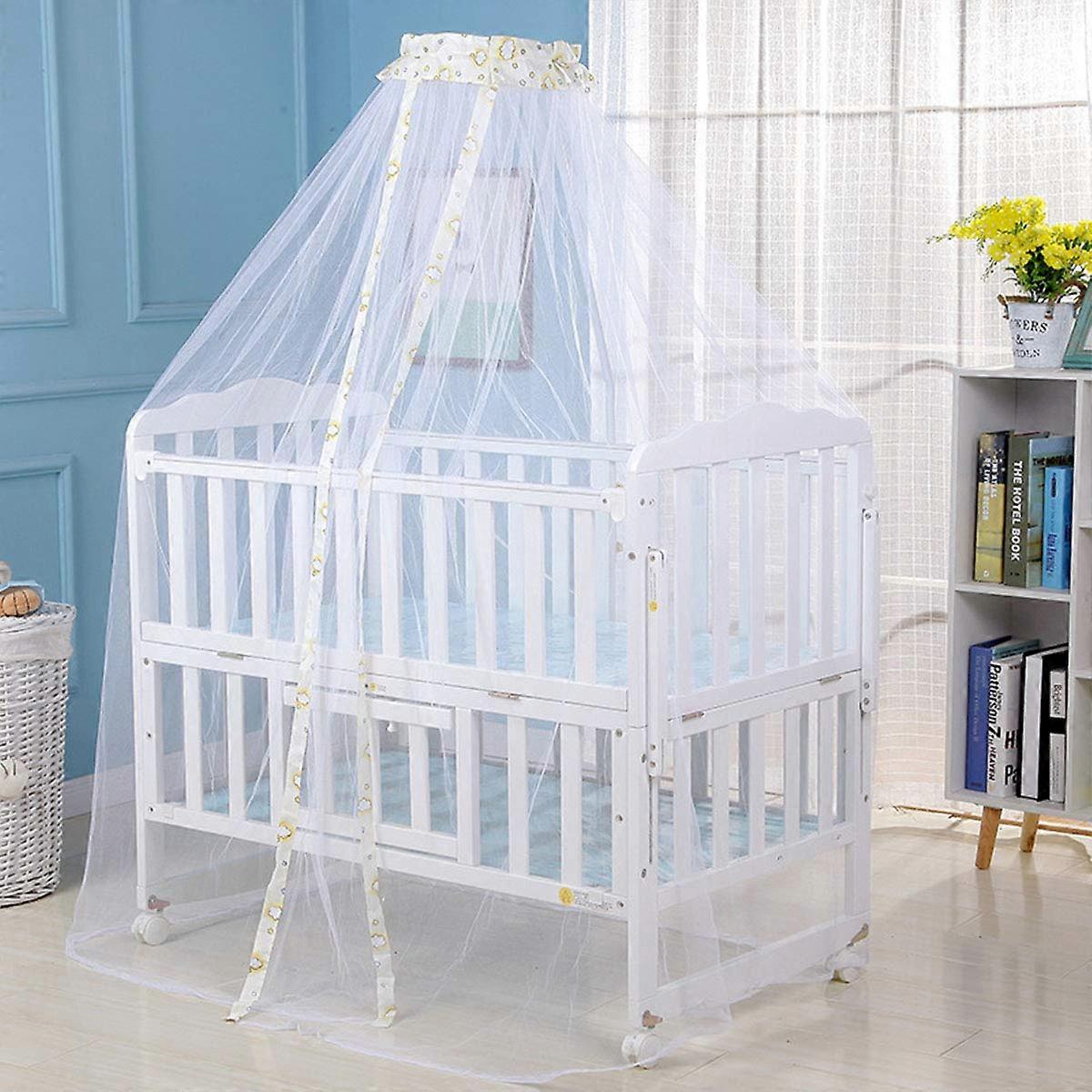 Mosquito Net for Crib Newborn Baby Dome Canopy with Lace Decoration, Foldable Insect Protection, Great Breathability, Flower Edge