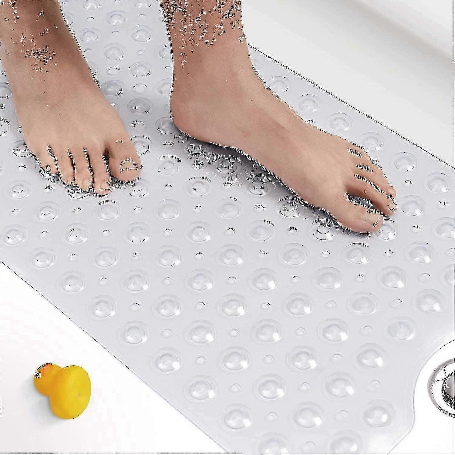 Ekstra lang skridsikker bademåtte til badekar - 100x40cm brusemåtte, anti-skimmel og maskinvaskbar for sikker glideforebyggelse