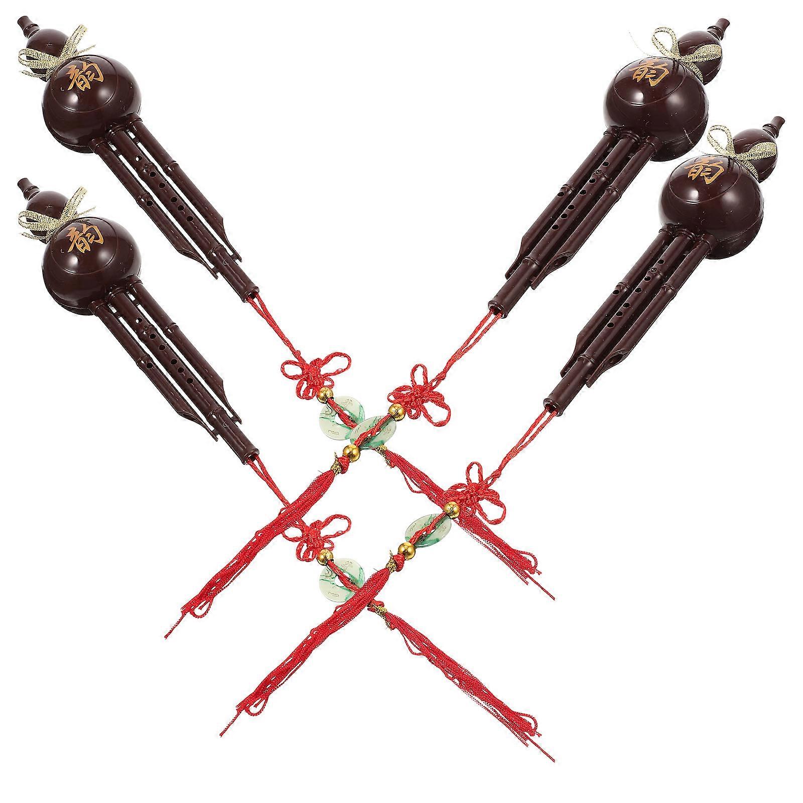 4pcs Mini Cucurbit Flute Realistic Desktop Decor Vivid Detail Safe Material Miniature Chinese Musical Instrument Model Dollhouse Photography Props