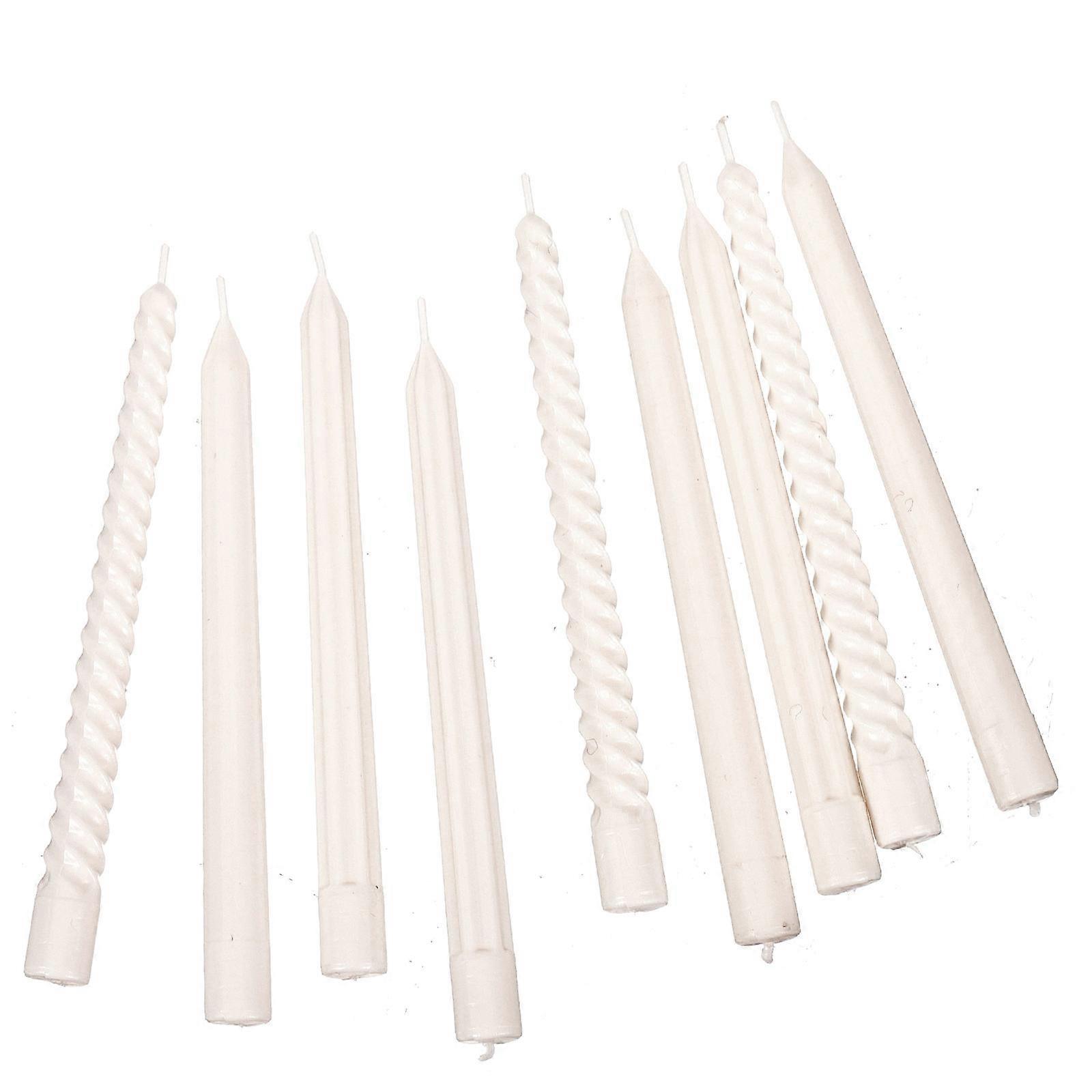 Miniature White Candle Models for Kids Playing Made of Durable Plastic 9 Pieces