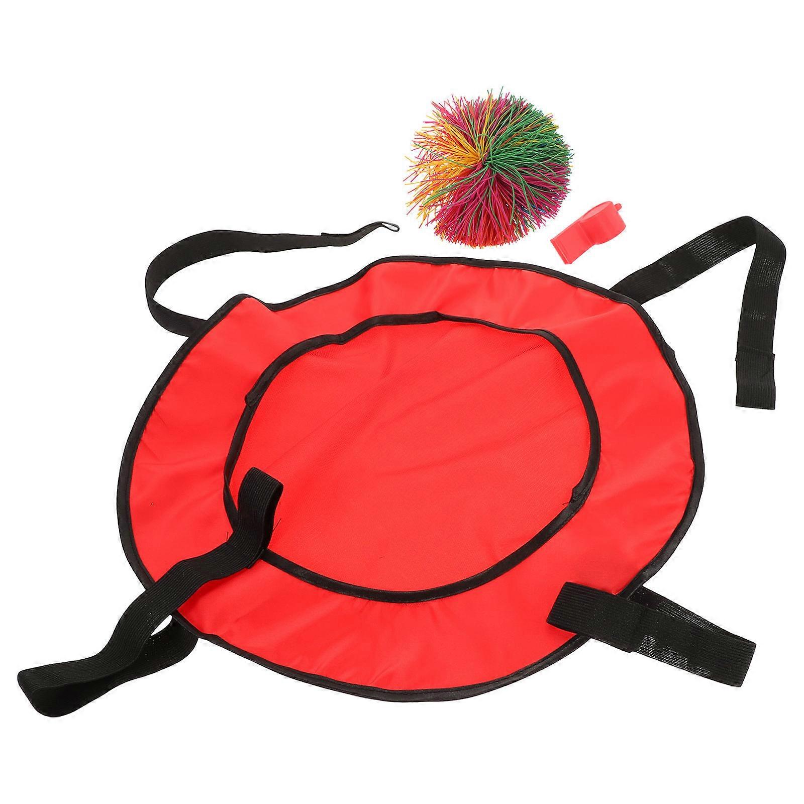 Children's Bouncy Ring Toy Ball Set for Catching Games Lightweight Cloth Material Red