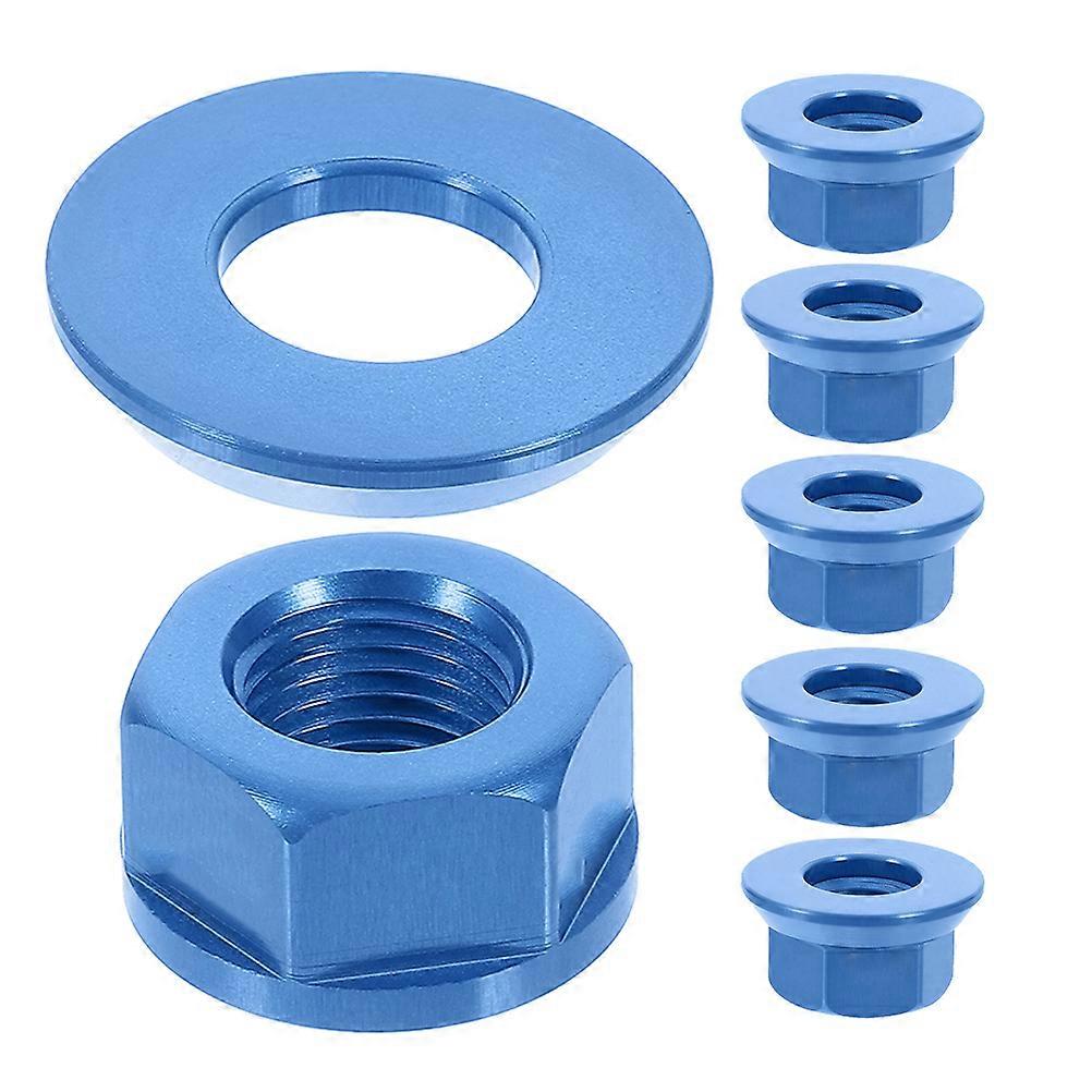 6Pcs Precision M10 Bicycle Hub Nuts Folding Fixed Gear Aluminum Alloy Screw for Front and Rear Wheel Axle Blue Bike Accessories