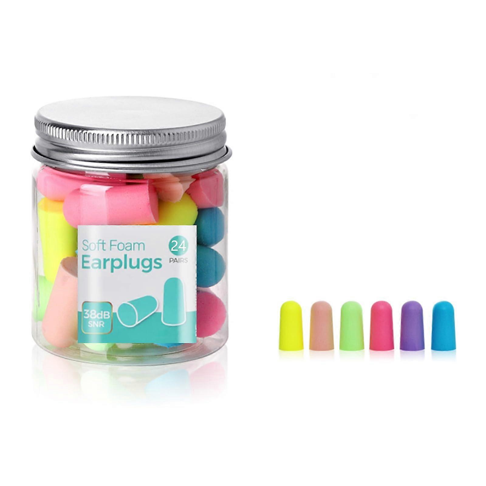24Pack Ear Plugs for Sleeping, Memory Foam, Noise Cancelling, Ideal for Studying, Travel, and Sleeping (Assorted Colors)