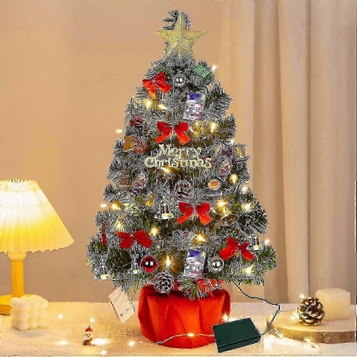 2025 Christmas Tree 60 Cm, Artificial Christmas Tree, Mini Christmas Tree With Lighted Garland And Decorations style 591