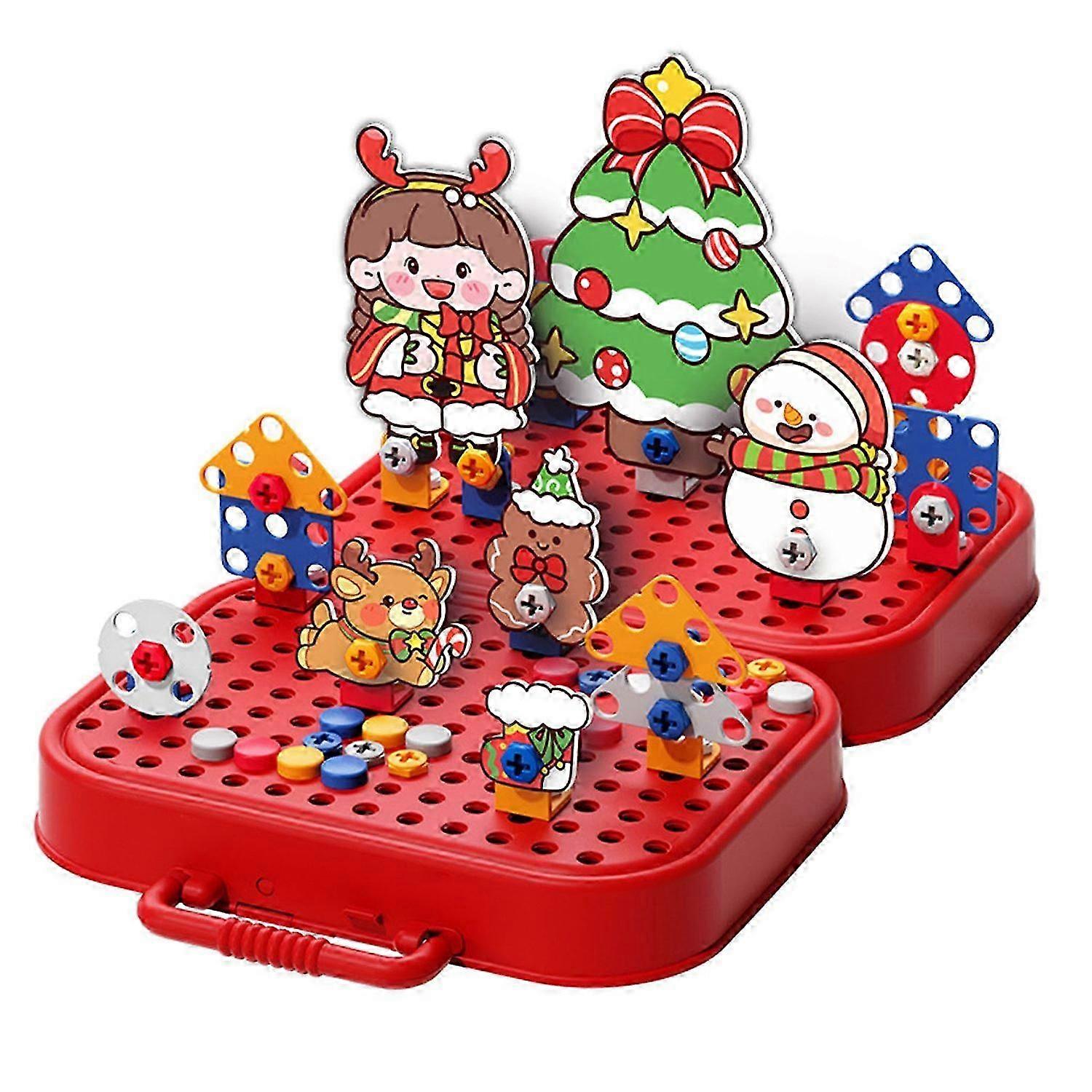 2025 271/351Pcs/Set Kids Toolbox Toy with Electric Drill Simulated Screws Turning Educational Christmas