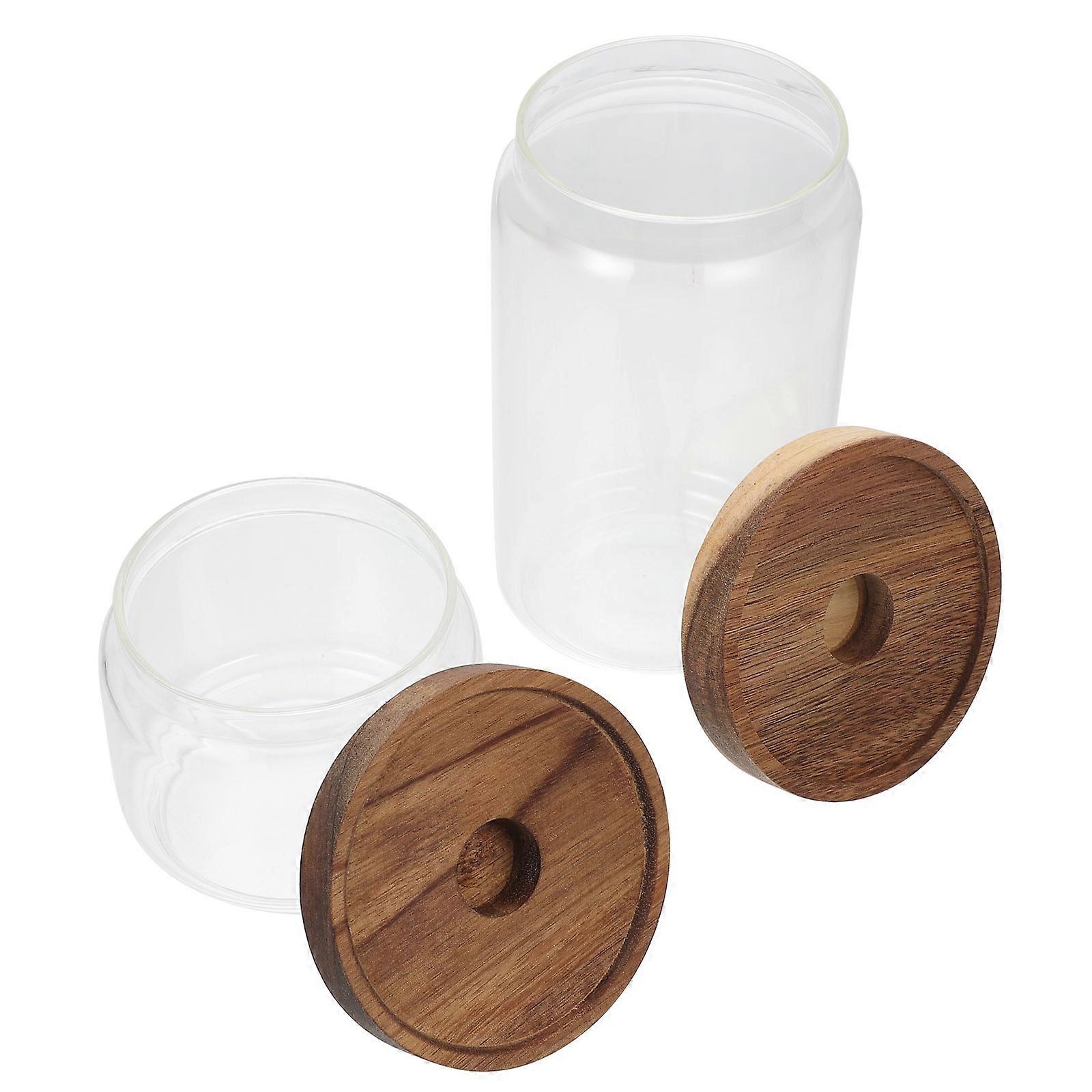 Sealed Transparent Glass Jar Food Storage Container For Home And Restaurant Use In Elegant Style 2Pcs