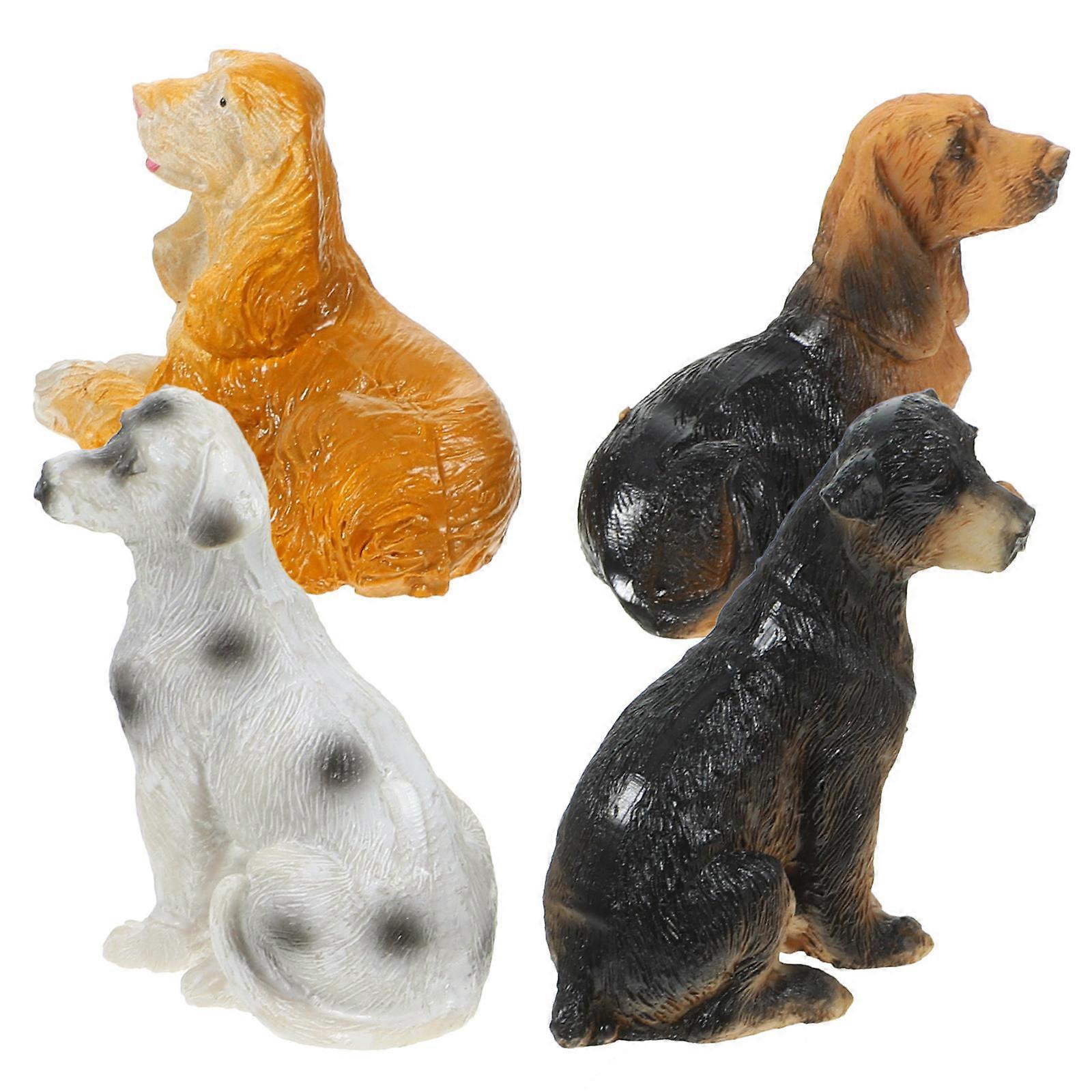 Miniature Statue Resin Puppy Crafts for Home Decoration and Family and Friends in Assorted Color and Resin Material 4Pcs
