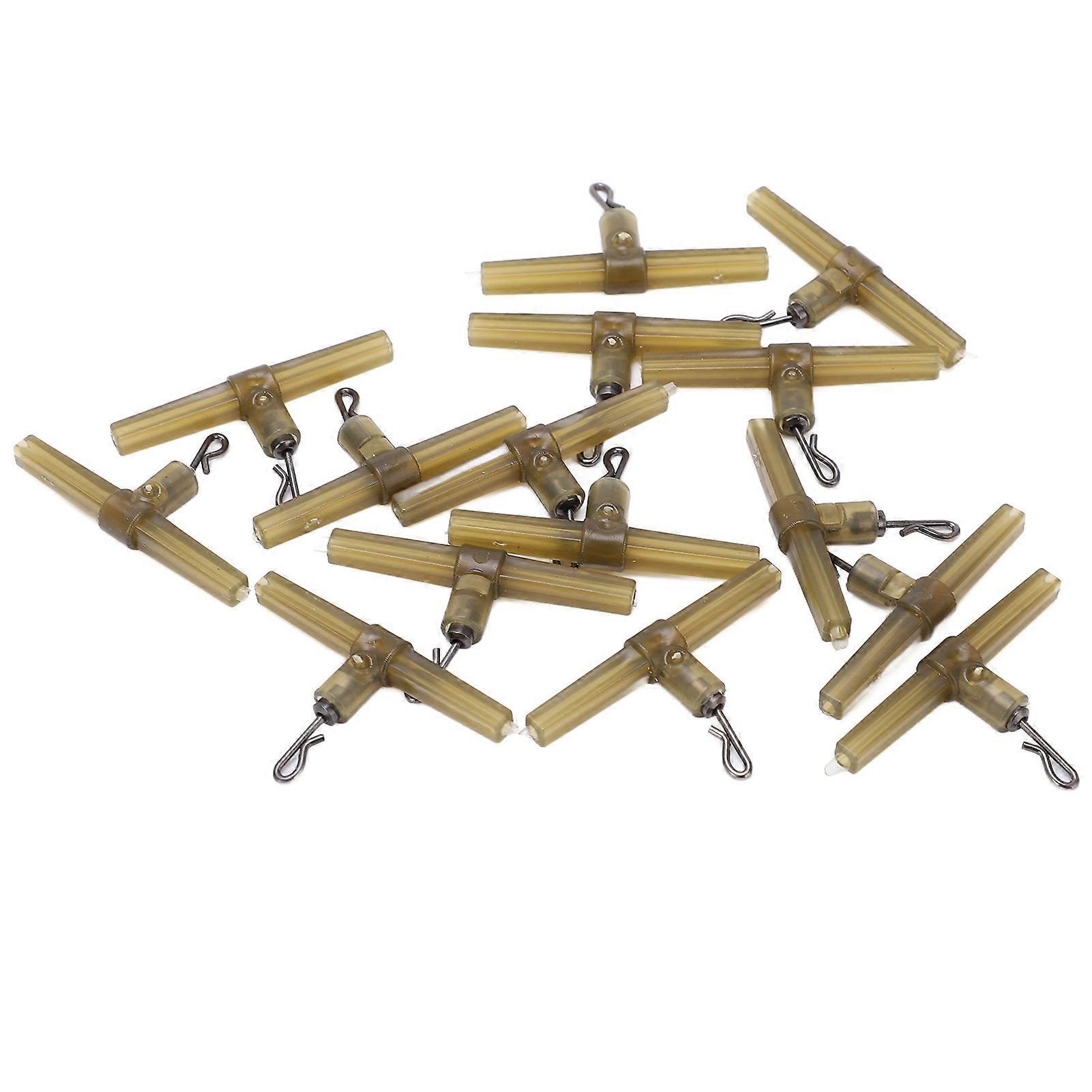 15pcs Fishing Crimp Swivel T Shaped RRing Reusable Portable Green Crossline Tackle Connector