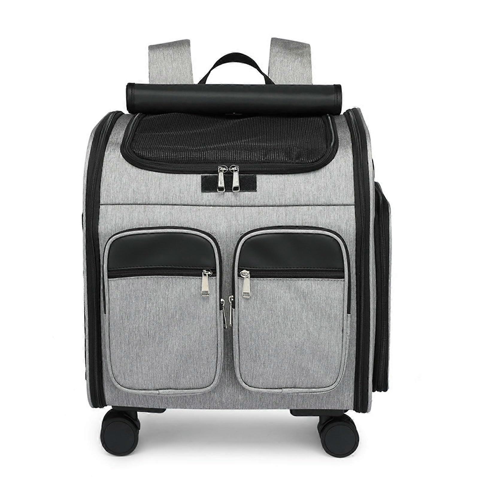 Cat Carrier Folding Trolley Pet Backpack Extra Large Grey Concealed Model 49x30x43 cm Durable Travel Storage Solution