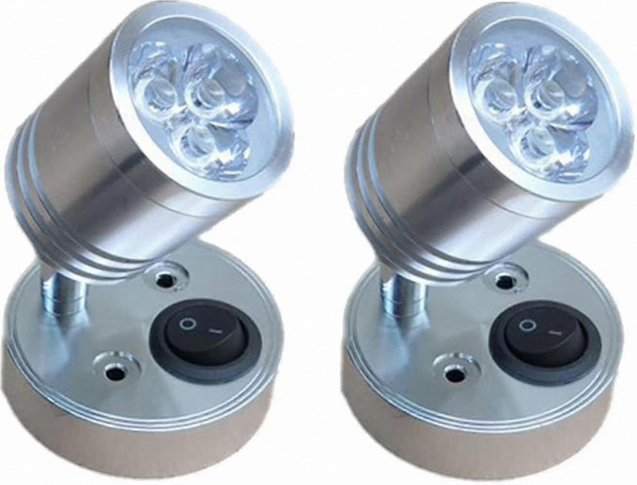 Adjustable 12V LED Wall Lamp for RV, Boat - Silver Bedside Spotlight with Switch