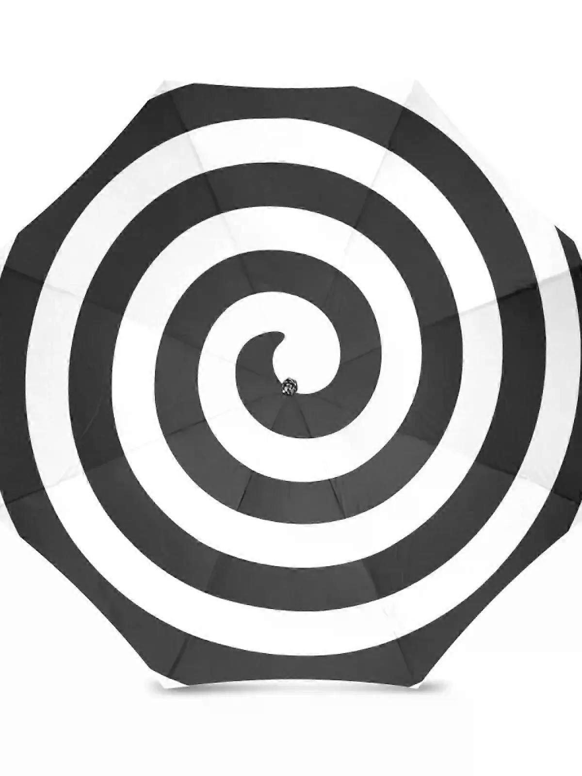 Schwarz Und Weiß Vortex Regenschirm Ins Französischer Spiral Faltbarer Regenschirm Windabweisend Winddicht Faltbarer Reiseschirm Frau