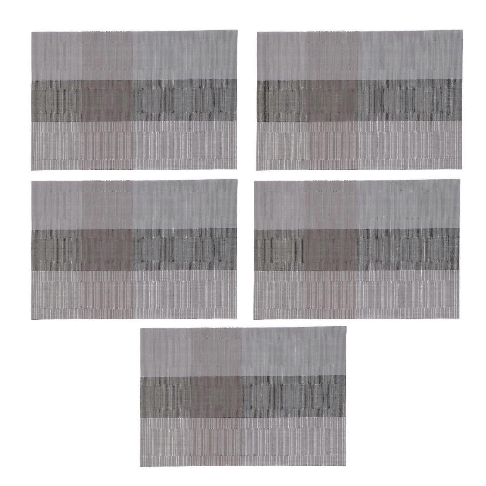 5 Pcs PVC Placemats Washable Rectangular Dining Table Mats for Home Hotel Restaurant (Grey)