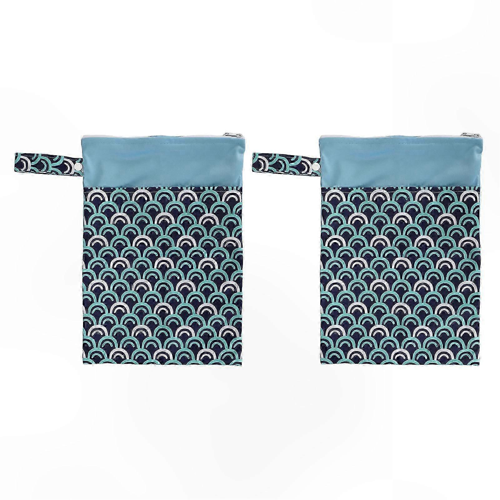 2-Pack Zippered Wet-Dry Bags with Snap Handle, Leak-Proof Diaper Storage, 25 x 35cm