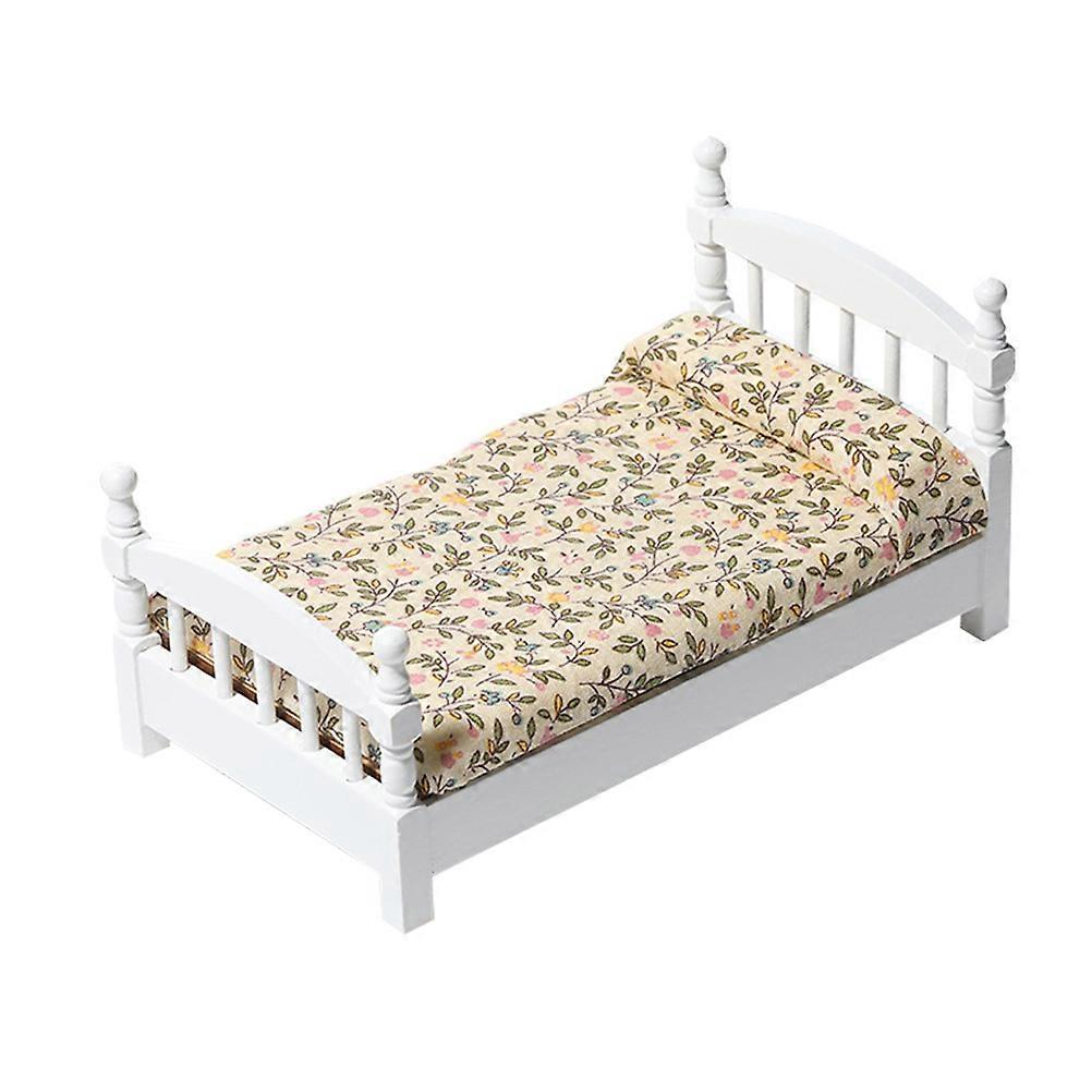 Dollhouse Accessories Single Bed Collectors Wooden Assorted Color Play 1Pack