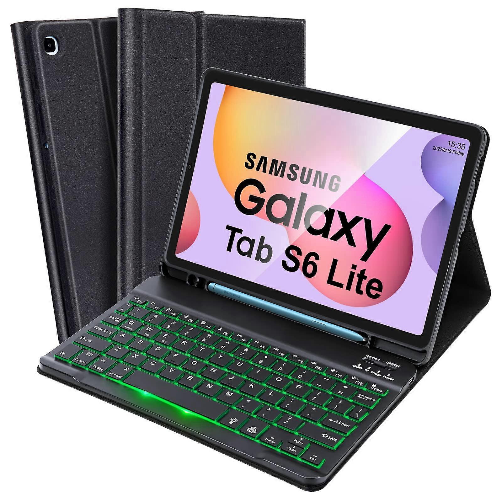 Backlit Keyboard Case for Samsung Tab S6 Lite 10.4', 7Color Backlight, S Pen Holder, Black
