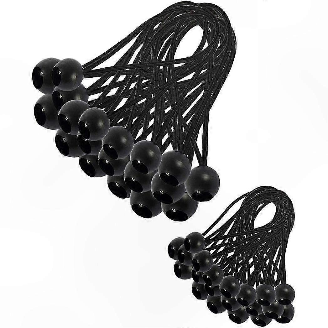 Tarp Ball Bungee Cord Tensioners, 30-Pack Elastic Tent Fasteners for Tarps and Canopies (2 Sizes: 200mm & 150mm)