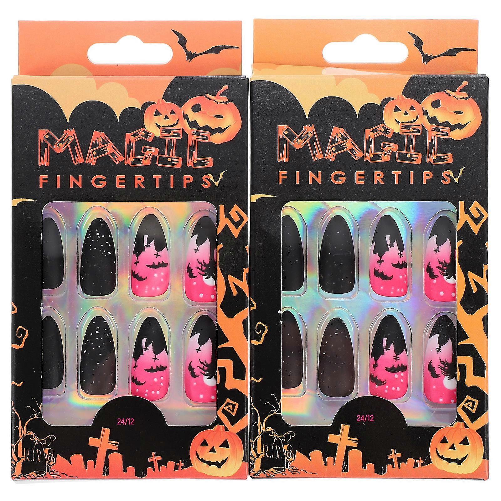 Fake Nails False Nails Artificial Nails for Nails Assorted Color Plastic for Shape and Length 48Pcs