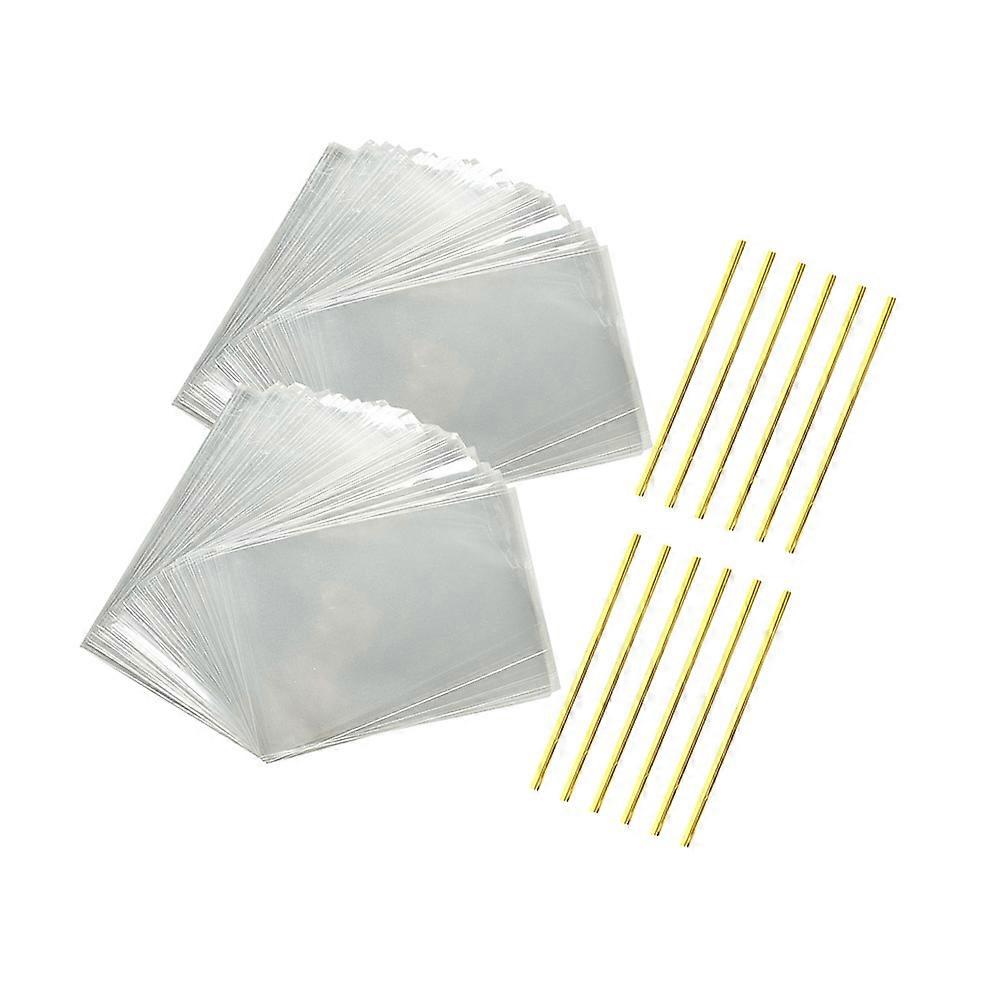 Portable Gift Pouch for Storage Use Transparent Plastic Candy Bag with Ribbon for Parties and Events 100pcs