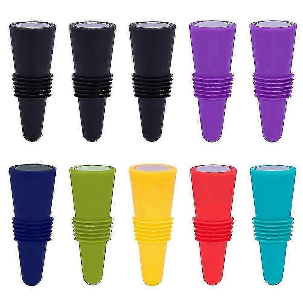 10pcs Reusable Wine Bottle Stoppers in Assorted Colors, Durable Cork Stoppers 6.1x2.4cm for Wine Preservation