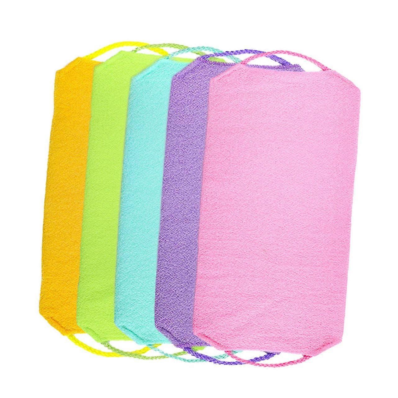 5Pcs Exfoliating Back Scrubber Shower Belt Body Washer for Deep Cleansing of Hard to Reach Areas with Convenient Drawstring