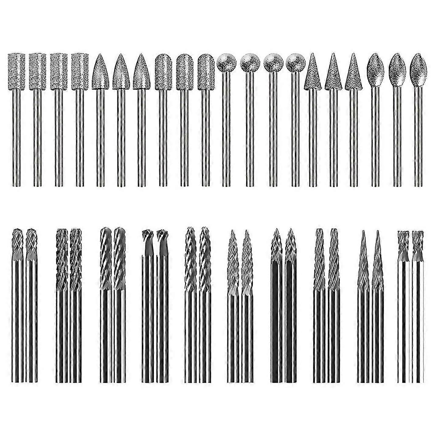 For Mini Carbide Burrs 18in Shank Diamond Burr Bits Set 40pcs