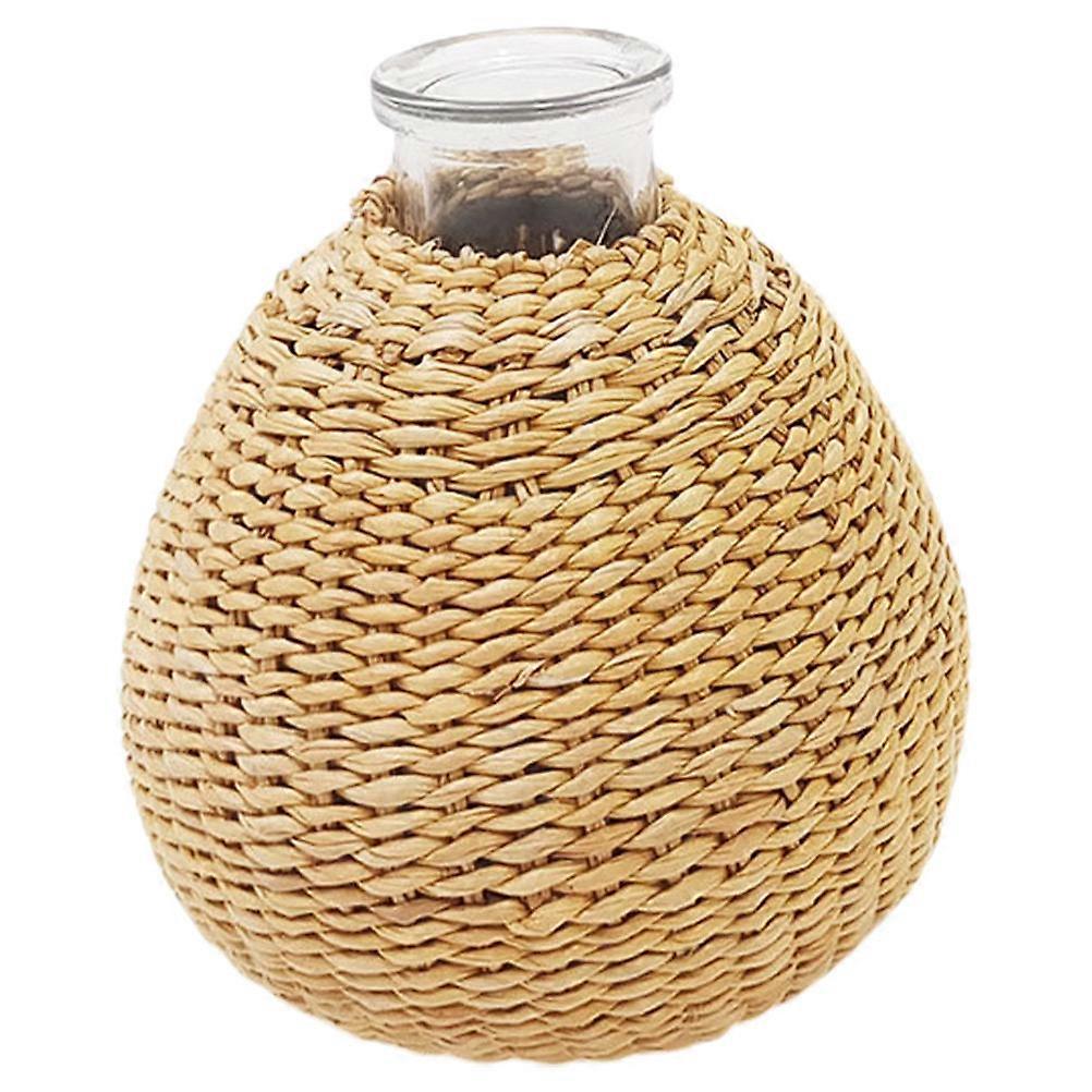 Rustic Rattan Woven Flower Vase Decorative Household Vase Ornament 1 Set