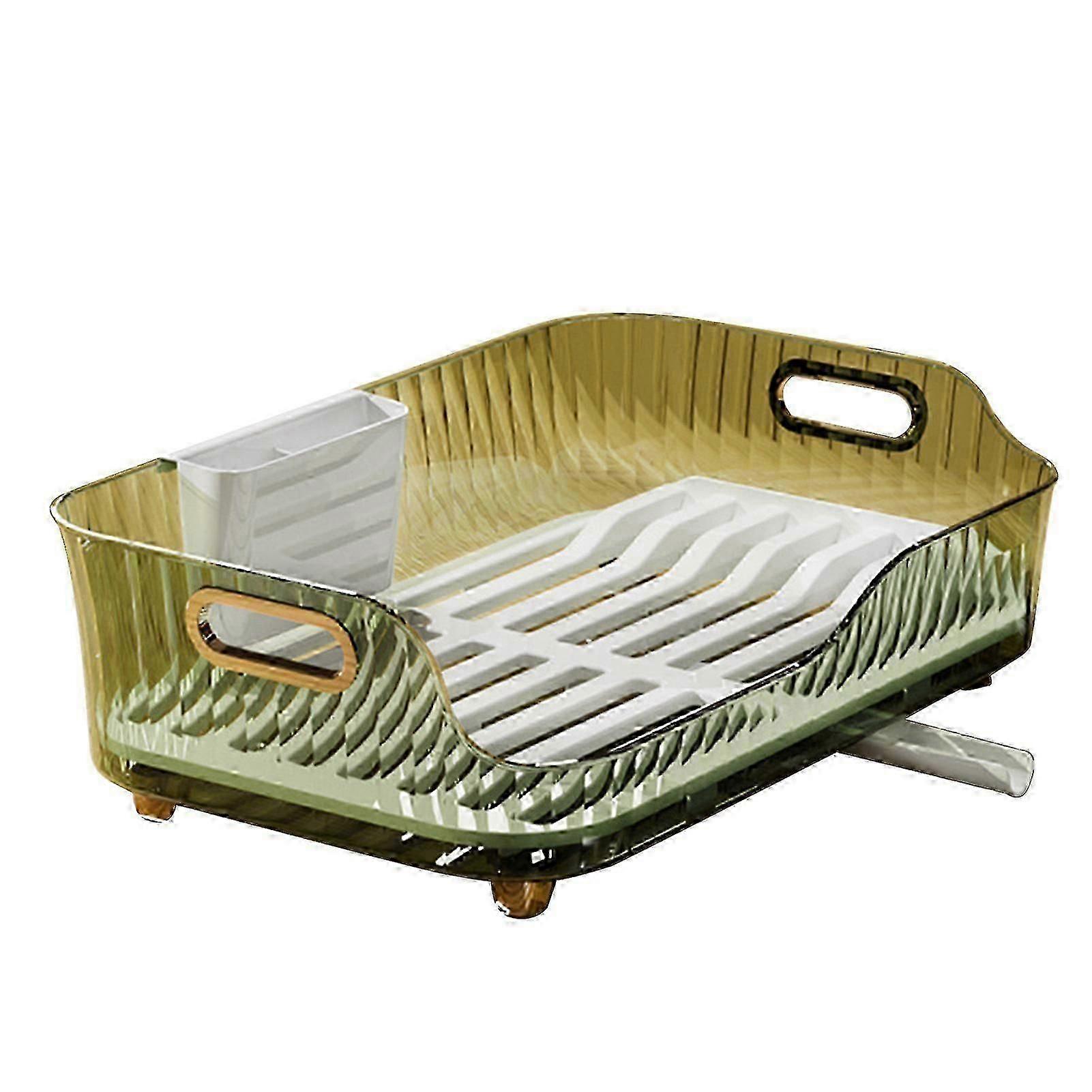 Dish Drying Rack,Plastic Visualize Diversion Effluent Dish Diversion Rack for Chopsticks Bowl Plate Spoon(Translucent Green)