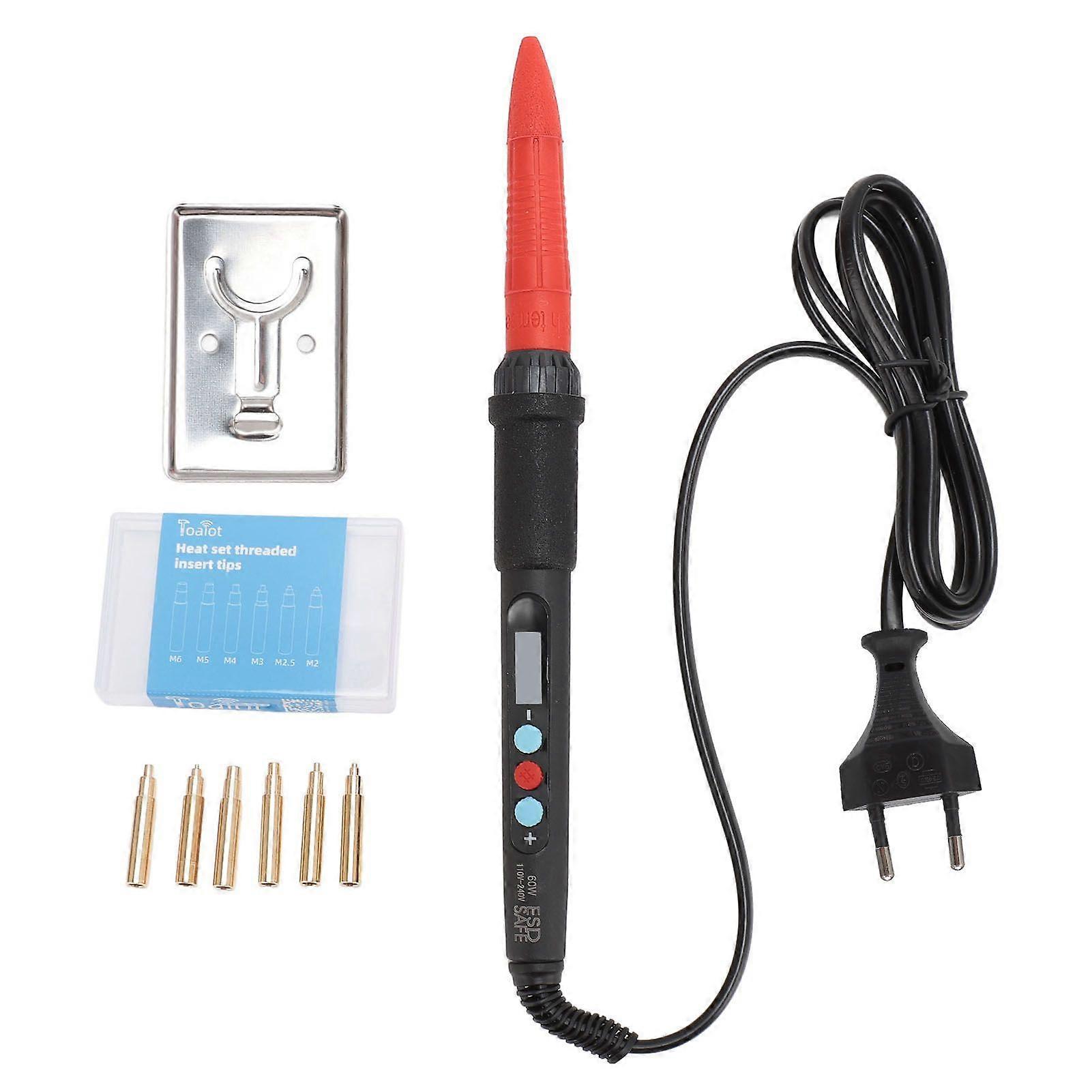 Soldering Iron Kit 60W with M2 M2.5 M3 M4 M5 M6 Tips Digital Soldering Iron Heat Set for 3D Printing EU Plug AC 100240V