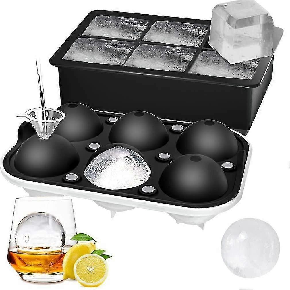 Ice cube trays set of 2 sphere ice ball maker with lid large square ice cube maker for whiskey cocktails