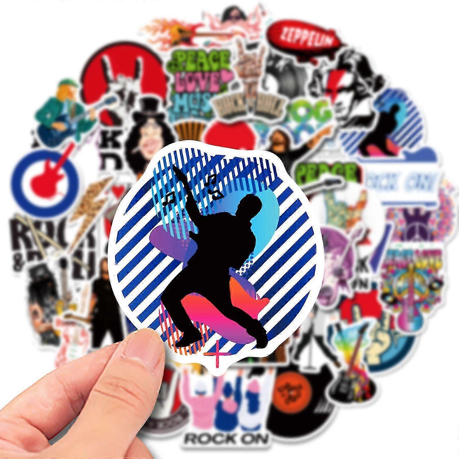 Rock Record Guitar Collection Stickers, Set of 50, Waterproof and UV Resistant, Great for All Your Gadgets