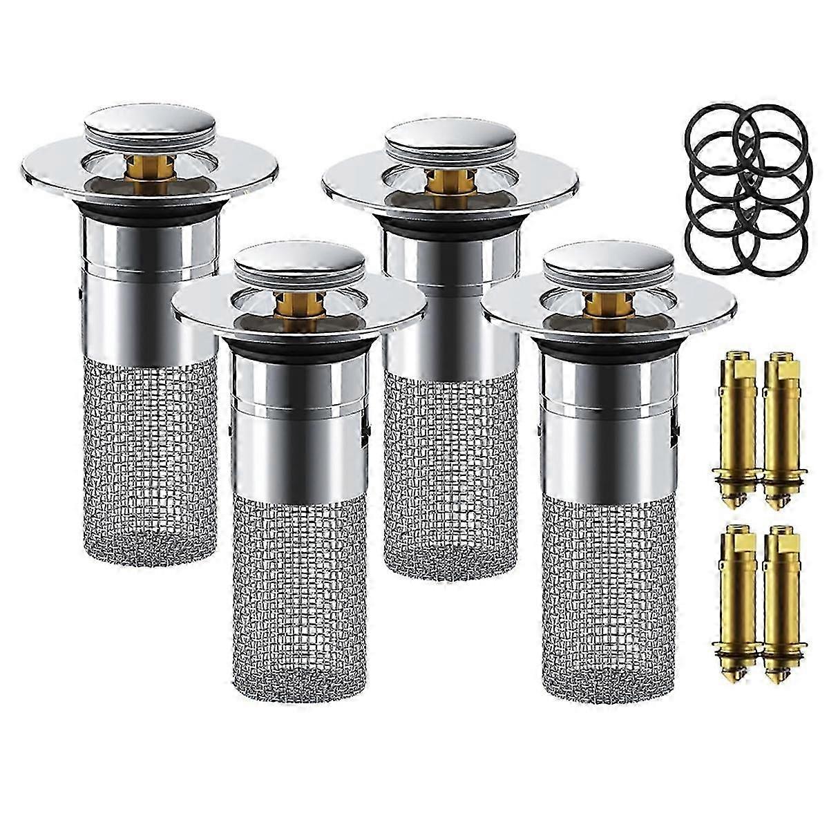 4pcs Drain Stopper, Stainless Steel Floor Drain Filter