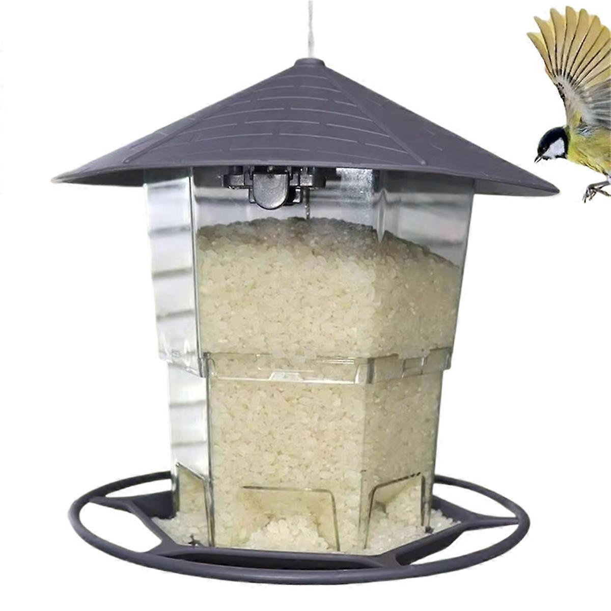Bird Feeders for Outdoors Automatic Food Dispenser Bird Feeders for Outside Weatherproof Large Food Dispenser with Perch
