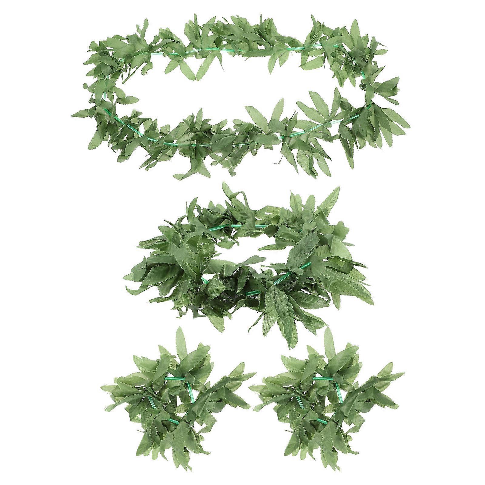 Hawaii Party Costume with Realistic Wreath for Decor in Green Cloth Safe and Comfortable