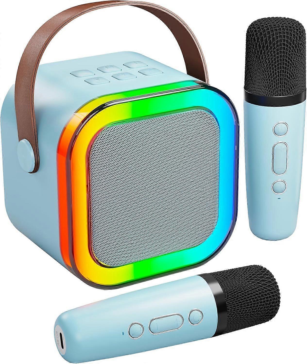 Portable Bluetooth Mini Microphone and Singing Speaker with 2 Microphones for All Smartphones (Pink)(blue)