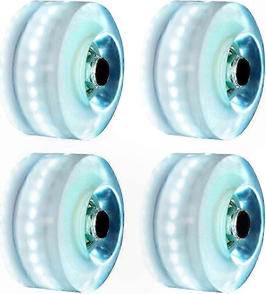 Illuminated Wheels for Roller Skates and Skateboards, 4 Pack, Glow in the Dark, Double Row Compatible