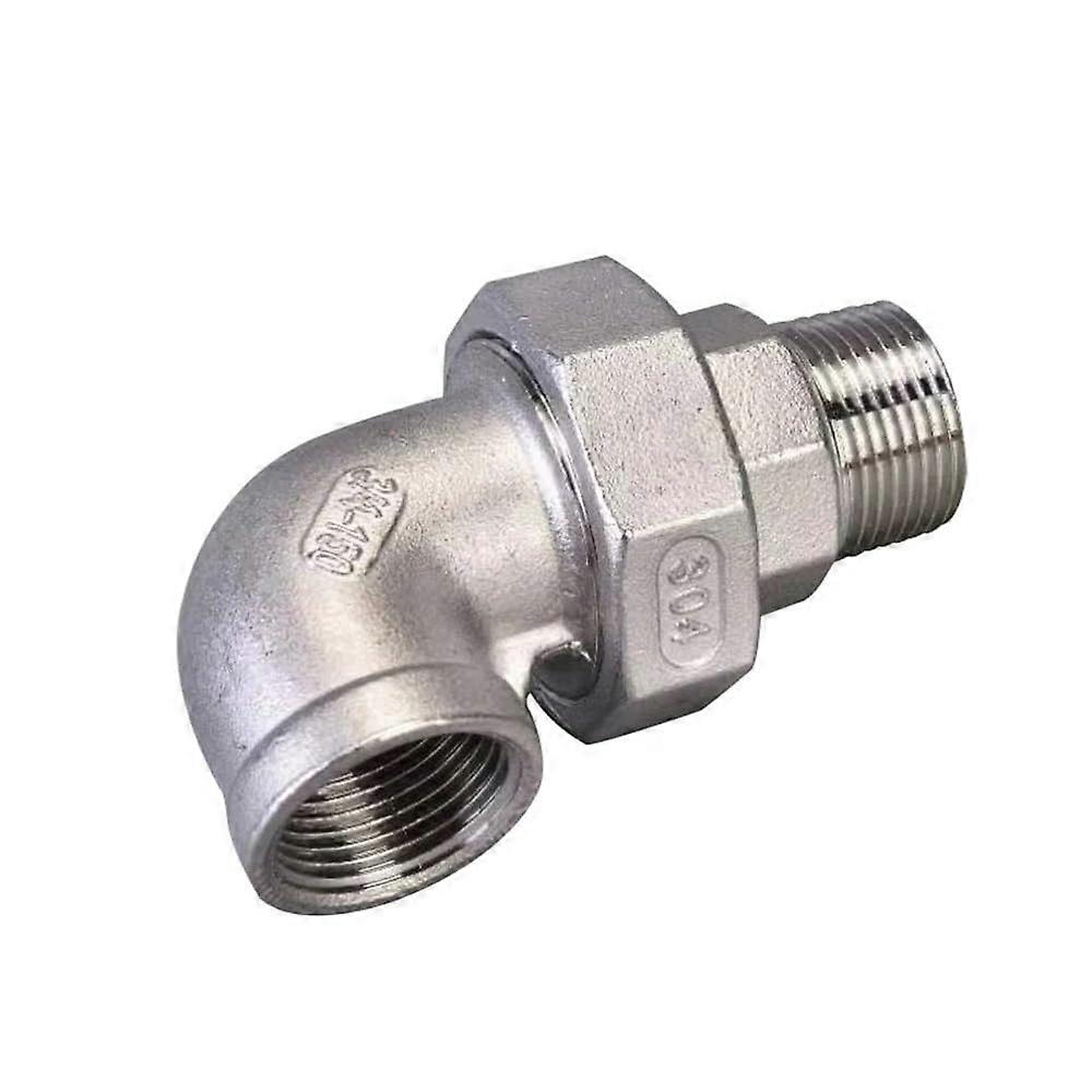 Pipe Fitting BSP Thread 90 Degree Elbow, 1/4 to 3/4 In, 304 Stainless Steel Live Joint Male and Female Union Connector