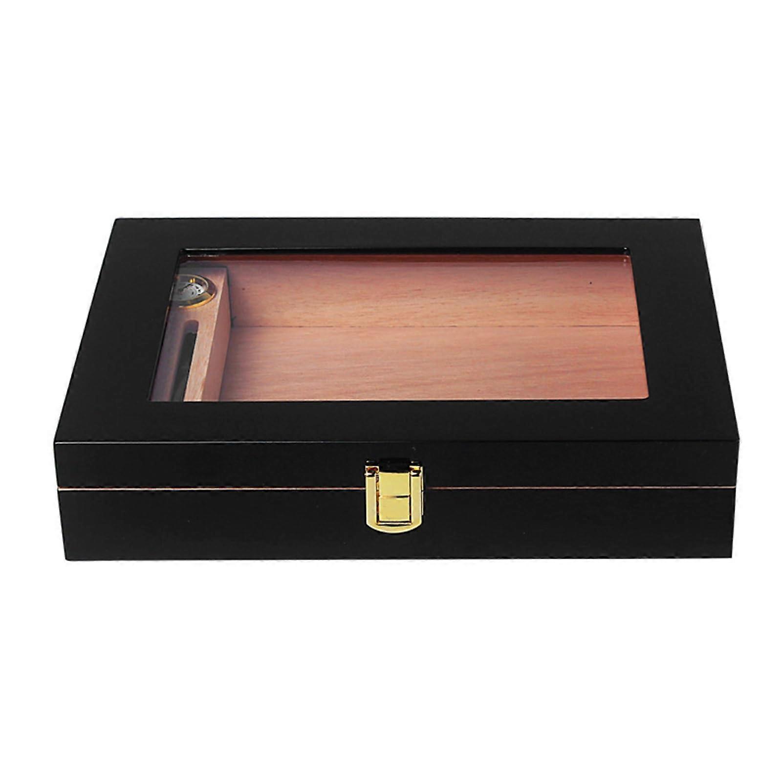 Cigar Humidor Mini Portable With Piano Finish Display Window Case Cigar Box