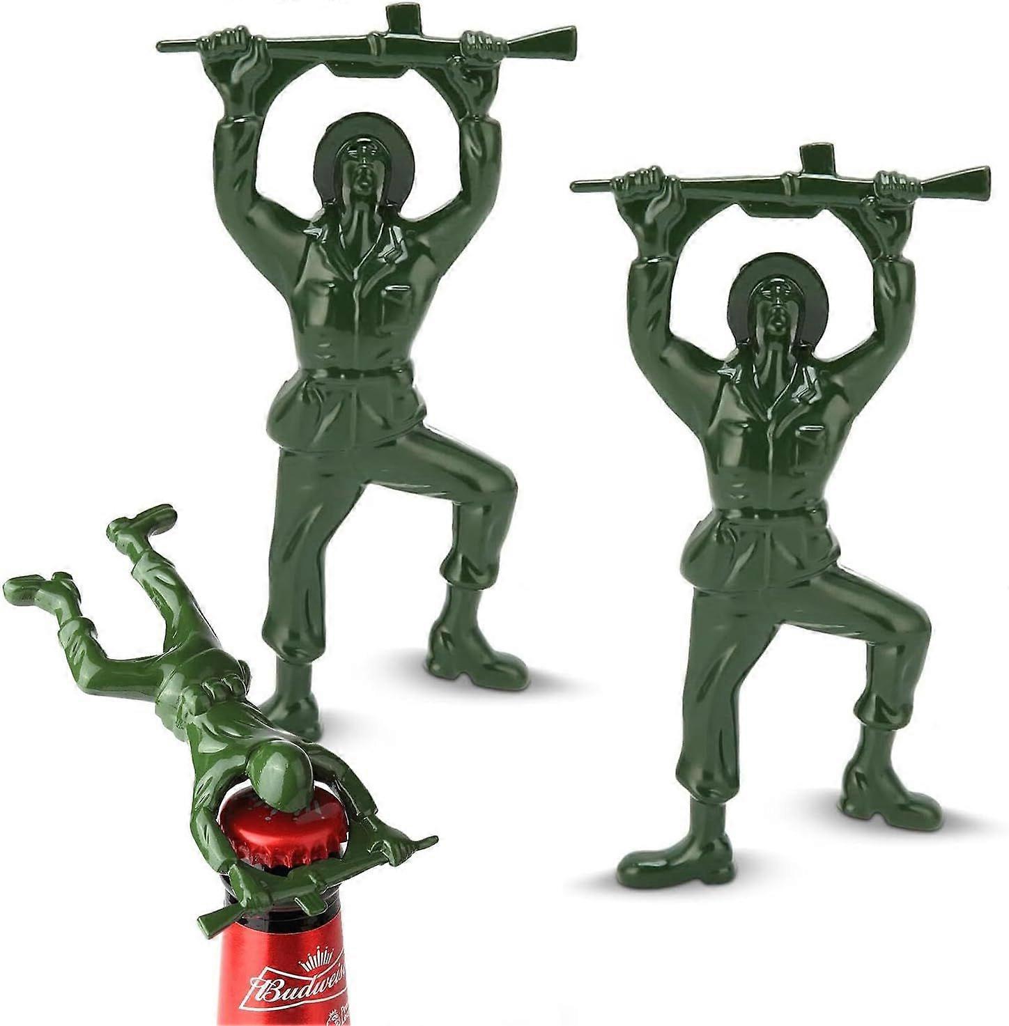 2pc-Creative 3D Army Man Bottle Opener,Unique Easy Opening Bottle Opener for Beer and beve