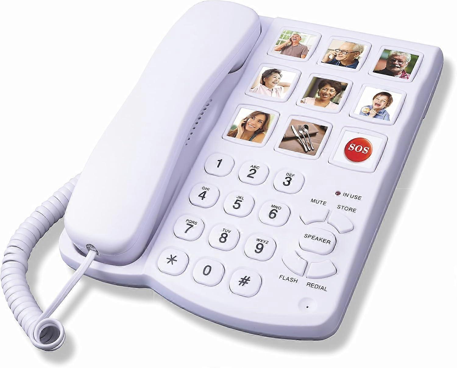 Big Button Corded Telephone  With Speaker For Seniors Elderly, Amplified One Button Touch Picture La