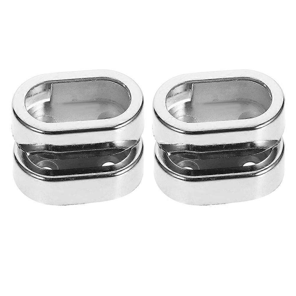 Silver Alloy Closet Pole Socket Flange Rod Holder for Home Use 4Pcs