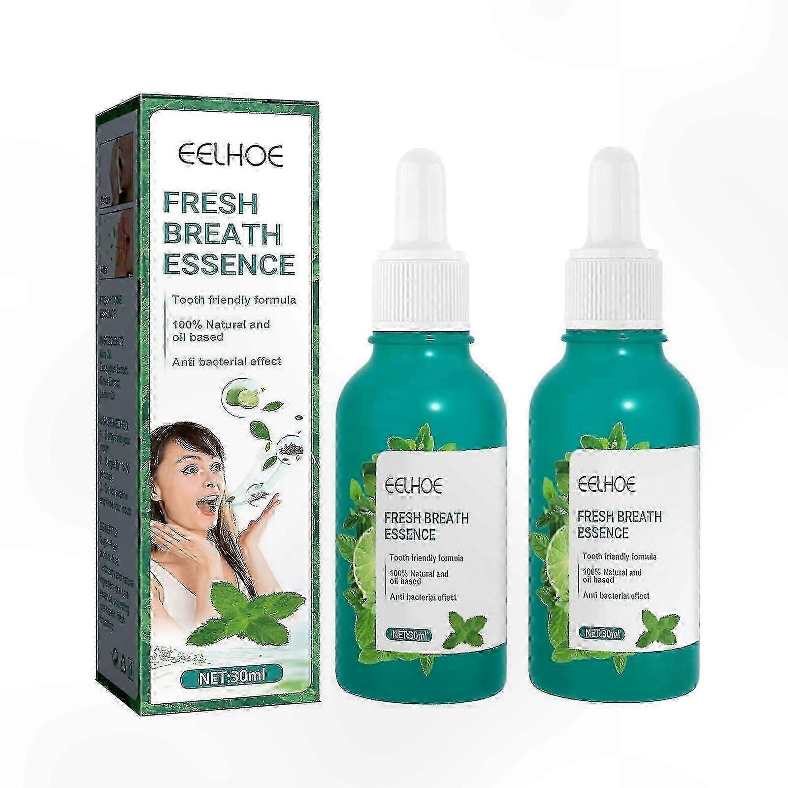 Minty Fresh Breath Drops for Adults, 2-Pack Serum to Eliminate Odor, Long-Lasting Oral Freshness Solution with Natural Ingredients