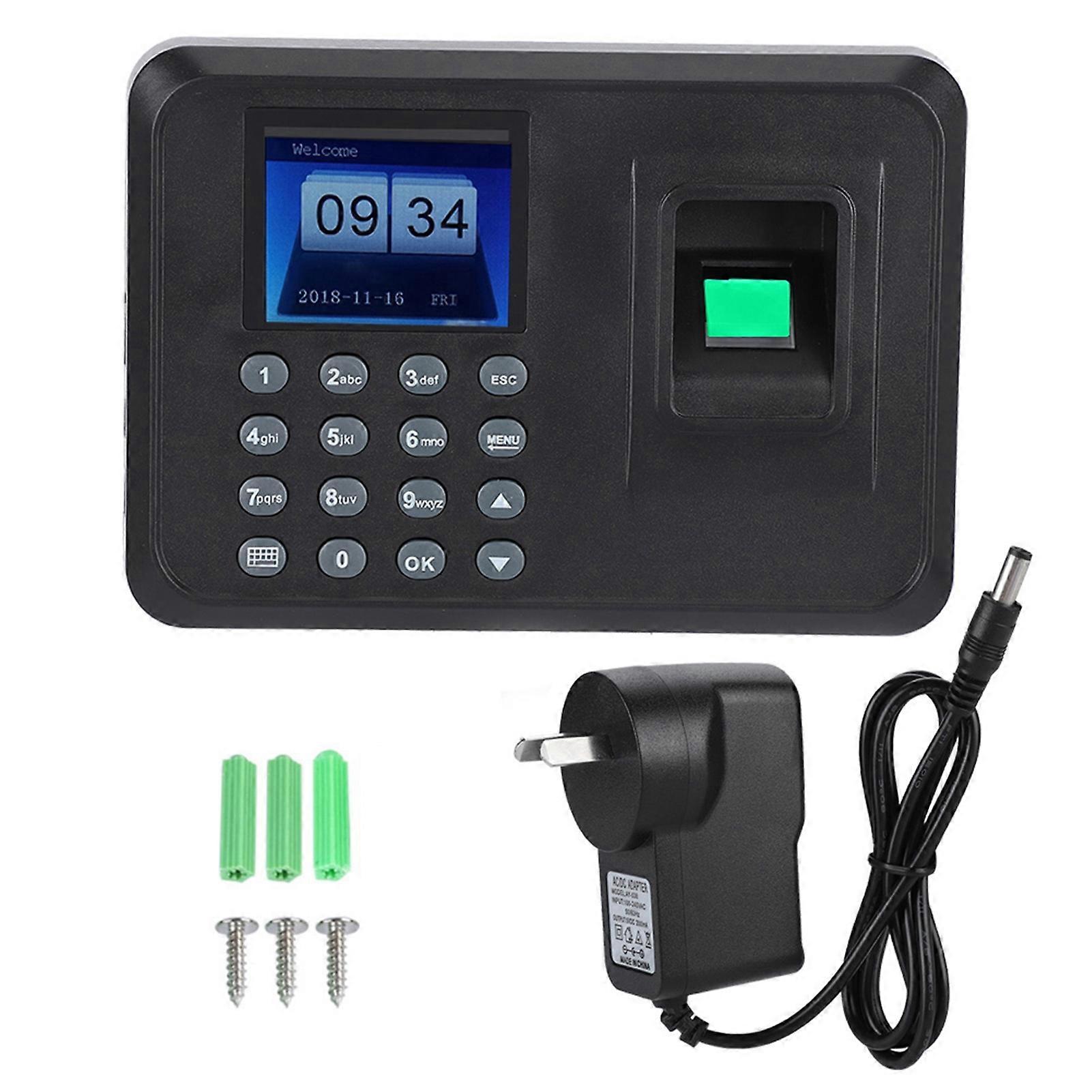 2.4inches TFT LCD Screen Fingerprint Time Clock Attendance Machine Recorder AU 100?240V Plug